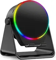 4-in-1 360° Multifunctional Wireless Bluetooth Induction Speaker with Colorful Ambient Light HD Surround Sound, Anti-Slip Base, with Power Bank (Black)