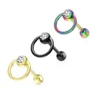Clear CZ Slave Ring Titanium Plated On Surgical Steel Barbell Tongue Rings