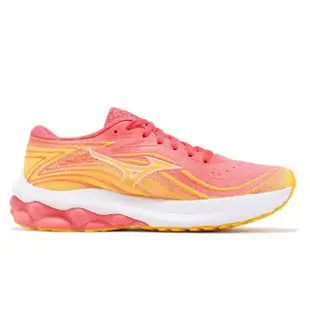 【MIZUNO 美津濃】慢跑鞋 Wave Skyrise 5 女鞋 粉 黃 回彈 厚底 路跑 運動鞋 美津濃(J1GD2409-22)