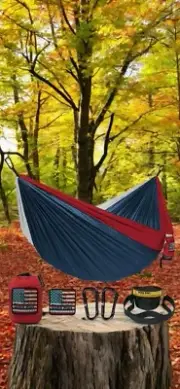 Wise Owl Outfitters Camping Hammock with Tree Straps, Medium - Bluel & Red-