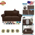 Fashionable Slipcover Set for 2-Cushion Sofas - Geometric Design, Non-Slip Fit