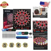 LED Electronic Dart Board Set - 34 Games for Up to 8 Players, 12 Soft Tip Darts