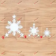 Eight-Ray Sun Stars Philippines Flag Filipino Vinyl Decal Sticker - 3 Pack White, 2 Inches, 3 Inches, 5 Inches - Die Cut No Background