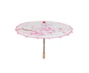 Retro Decorative Umbrella with Wood Handle Printed Flowers Oiled Paper Umbrella for Dance