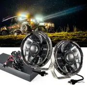 Laser Projector Headlight 7" Black Chrome LED Hi/Lo Beam DRL FJ Jeep JK 12V 24V (for: Jeep)
