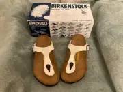 Birkenstock Gizeh Birko-Flor White Slide Thong Sandal New w/box