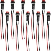 VGOL 10PCS Momentary Push Button Switch Round Wired Horn Switch with Pre-soldered Wire 12-24V 10cm for Car Boat Vehicle Horn Button Switch PC Power Switch