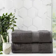 Renee Taylor Stella 650 GSM Bamboo Cotton 2 Pack Bath Sheet Charcoal