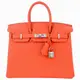 HERMES BIRKIN 25CM Togo 牛皮柏金包(X刻/火焰橘紅/銀釦)