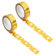 15mm x 10m Metallic Washi Tape, 2 Roll Star Pattern Foil Sticker Gold Tone
