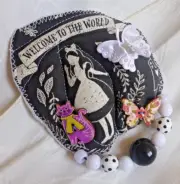 Fabric Handcrafted Romantic Brooch Pin Alice And Cat Button Beads One Of A Kind