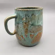 Studio Pottery Teal and Brown Pottery Coffee Mug Cup Artists Brush Holder