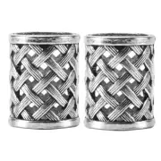 Vintage Antique Bronze Hair Braid Beard Dreadlock Beads Rings Tube Viking3054