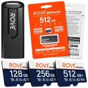 ROVE Ultimate microSD Card for Dash Cam (128GB, 256GB, 512GB) w/ USB-C Reader