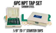NPT 6pc Boxed Tap Set - 1/8" to 1" (Carbon Steel)
