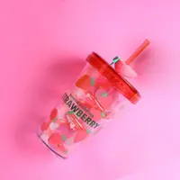 在飛比找ETMall東森購物網優惠-夏季水果吸管防塵旋轉兒童塑料水杯女孩生日禮品杯草莓檸檬隨手杯