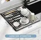 Kitchen Roll-Up Dish Drying Rack Foldable Drainer Over Sink 304-Stainless