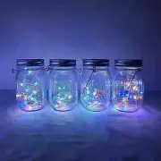 Solar Mason Jar Lights, 4 Pack 30 LED Fairy Star Firefly String Lids Lights with