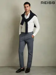 Reiss Airforce Blue Pitch Slim Fit Washed Cotton Blend Chinos (D74486) | $180