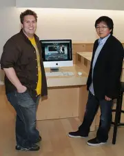 Actors Nate Torrence Masi Oka attend the "Get Smart" iTunes in-sto- Old Photo 7