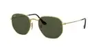 RAY BAN | NEW | HEXAGONAL MEDIUM | FLAT LENS | 3548N 001 | GOLD | GREEN