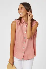 Sleeveless Button Shirt--GOR-39050