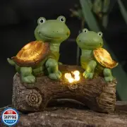 LA JOLIE MUSE 10" Garden Statue Turtles Figurine-Cute Frog Face Turtles Resin