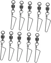 Yardwe 10pcs Fishing Snap Swivels Dual Design for Saltwater Freshwater Fishing Gear Quick Lock Mechanism with Smooth Rotation