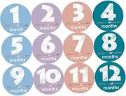HOMSFOU 12pcs Month Stickers Markers Photoshoot Newborn Monthly Oh Milestones Name Months Number Sign Nursery Footprint Milestone Decal Prop Decor Laminated Self-Adhesive
