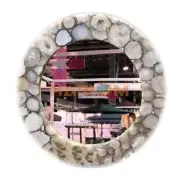 30" Salt Agate Stone Designer Round Mirror Handicrafted Bedroom Decorative A107