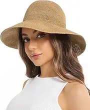 [Aiphamy] Women’s Packable Straw Floppy Beach Hat – Wide Brim Crochet Bucket Sun Hat for Summer