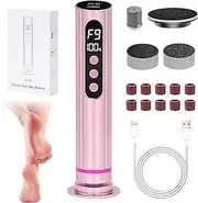 Rechargeable Electric Callus Remover for Feet & Hands – 9-Speed Adjustable Pedicure Tool, Metal Body, Type-C Fast Charge, Dual Heads for Dead Skin & Nails, LCD Display, Safe & Portable