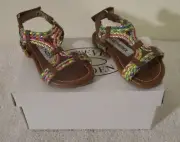 NIB Steve Madden Whisley Toddler Grils Slide Sandals 6 Cognac Multi MSRP$40