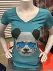 Cariloha Women's Bamboo V-Neck Tee Panda Palms Oklahoma Tropical Teal - Medium