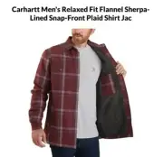 NEW 3XL Carhartt Relaxed Fit Flannel Sherpa Lined Snap Shirt Jacket Dark Cedar
