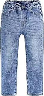 [Kidscool Space] Big Girls Jeans, 5-14T Simple Design Boys Ribbed Waist Denim Pants