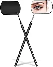 BUCICE Lash Mirror for Eyelash Extensions, Detachable Eyelash Mirror Stainless Steel Black Makeup Mirror Eyelash Extension Supplies