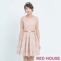 在飛比找momo購物網優惠-【RED HOUSE 蕾赫斯】繡花蕾絲無袖洋裝-不含腰帶(卡