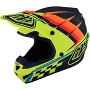 NEW Troy Lee Designs SE4 Poly Warped Yellow Kids Motocross Dirt Bike Helmet