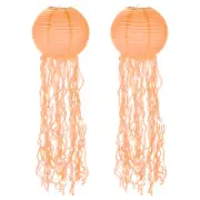 2Pcs 31x10in Jellyfish Paper Lantern, Orange