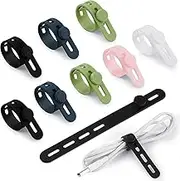 JZUNHN 10Pcs Silicone Cable Ties - Cable Ties Reusable, Cable Management Organizer, Charger Organizer, Elastic Adjustable Cord Organizer for Bundling and Fastening Cable Cords Wires