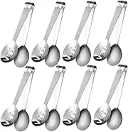 JECOMPRIS 8pcs Stainless Steel Tea Bag Squeezer Tongs Kitchen Tool for Loose Leaf Tea Ice Cubes Sugar Strainers and Filters Elegant Design for Flavorful Brewing
