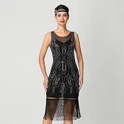 Retro Vintage Roaring 20s 1920s Knee Length Flapper Dress Cocktail Dress The Great Gatsby Flapper Girl Sequins Fringe Women's Christmas Halloween Carnival Wedd