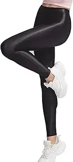 [Sinleey] Women's Shiny Metallic Yoga Workout Sports Leggings High Waist Dance Tights Wet Look Party Costume