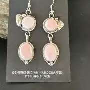 NWT Navajo Sterling Silver Pink Conch Shell Dangle Earrings 17215