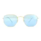 Ray-Ban Sunglasses Hexagonal 3548N 001/9O Gold Light Blue Gradient Mirror
