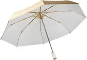 [erised's bifrost] Golden Folding Travel Umbrella Compact Backpack,Automatic Open Close,UPF 99 UV Protection,Sun Rain,Men Women,Double Layer,8 Rib,Ergonomic Handle,Lightweight Portable