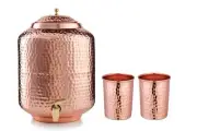 8 Litre Hammered Copper Water Dispenser (Matka/Pot) Container Pot