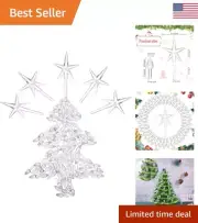 Ceramic Christmas Tree Decorations - 100 Plastic Bulbs & 5 Stars - Transparent