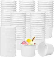 75 Pack 8 Oz Disposable Ice Cream Cups with Lids for Desserts & Soups